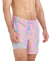 SAXX Oh Buoy 2N1 Optic Tropic 7#double; Inseam Slim Fit Volley Swim Trunks
