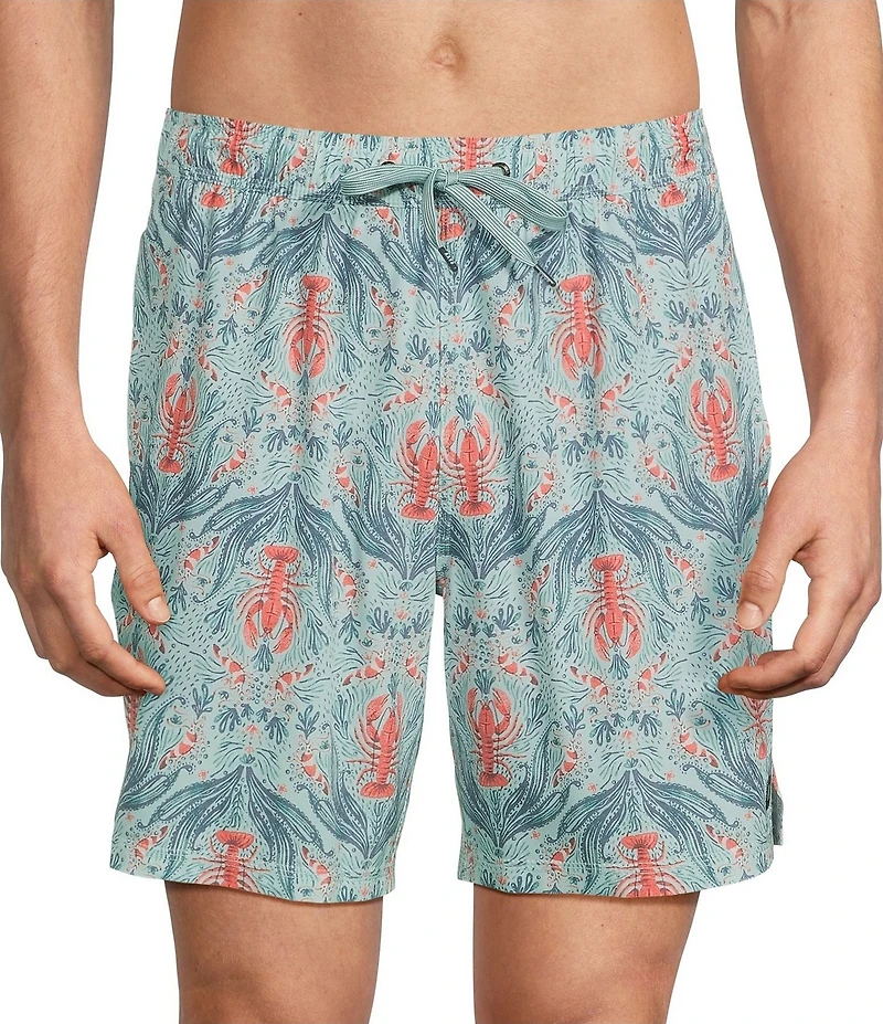 SAXX Oh Buoy Lobster Printed 7#double; Inseam Swim Trunks