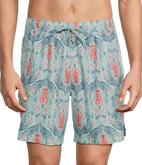 SAXX Oh Buoy Lobster Printed 7#double; Inseam Swim Trunks