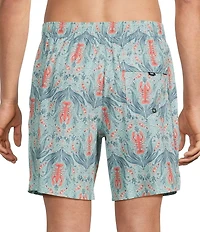 SAXX Oh Buoy Lobster Printed 7#double; Inseam Swim Trunks