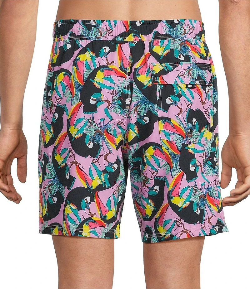 SAXX Oh Buoy Toucan Printed 7#double; Inseam Swim Trunks