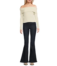 Say What Off The Shoulder Long Sleeve Cable Knit Top