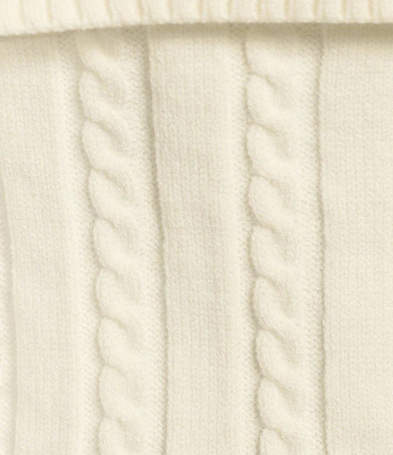 Say What Off The Shoulder Long Sleeve Cable Knit Top