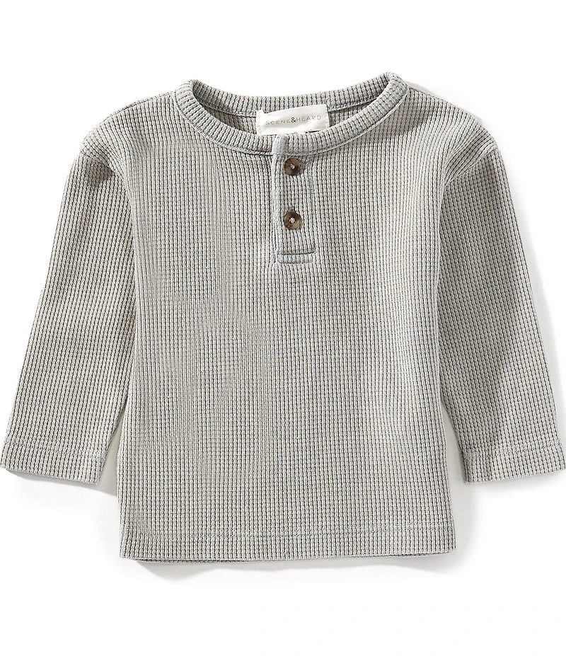 Scene & Heard Baby Boys Long Sleeve Waffle Knit Henley T-Shirt