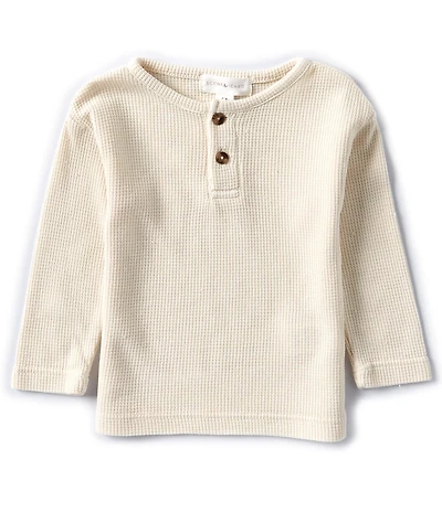 Scene&Heard Baby Boys Long Sleeve Waffle Knit Henley T-Shirt