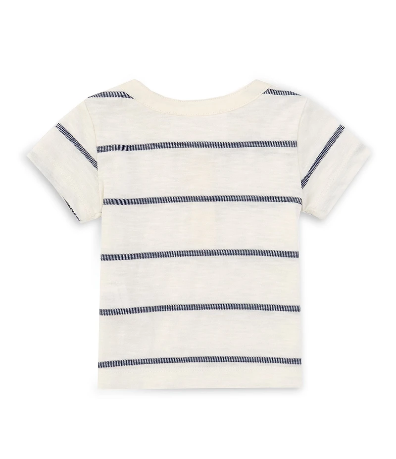Scene&Heard Baby Boys Round Neck Short Sleeve Striped Henley T-Shirt