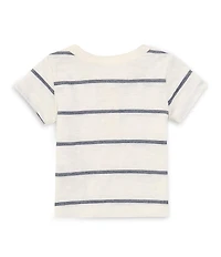 Scene&Heard Baby Boys Round Neck Short Sleeve Striped Henley T-Shirt