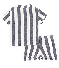 Scene&Heard Baby Boys Woven Striped Button Down Linen Shirt & Shorts Set