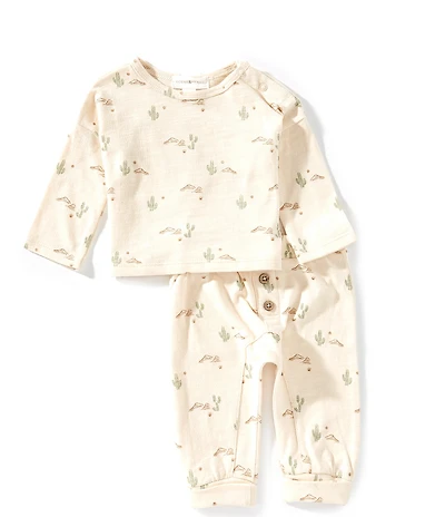Scene&Heard Baby Boys Desert Print Crew Neck Long Sleeve T-Shirt & Printed Pull-On Pants Set