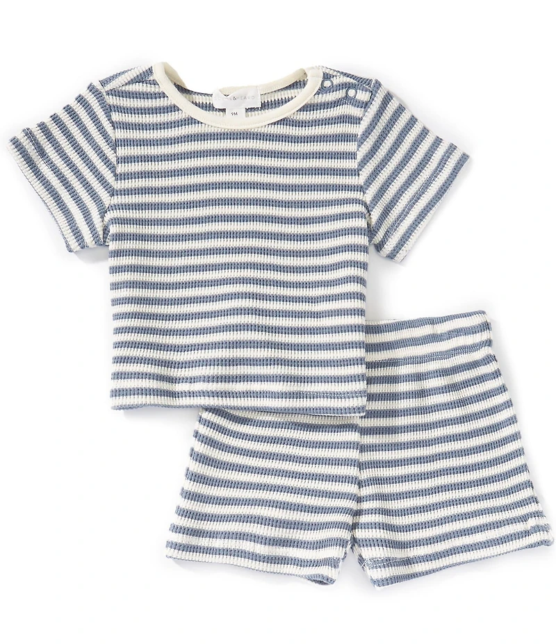 Scene&Heard Baby Boys Knit Stripe Short Sleeve Tee & Shorts Set
