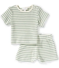 Scene&Heard Baby Boys Knit Stripe Short Sleeve Tee & Shorts Set