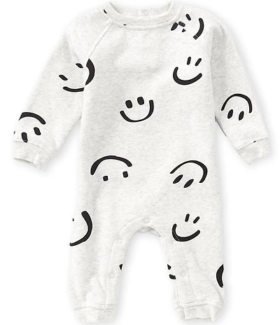 Scene&Heard Baby Boys Long Sleeve Smiley Face Fleece Romper
