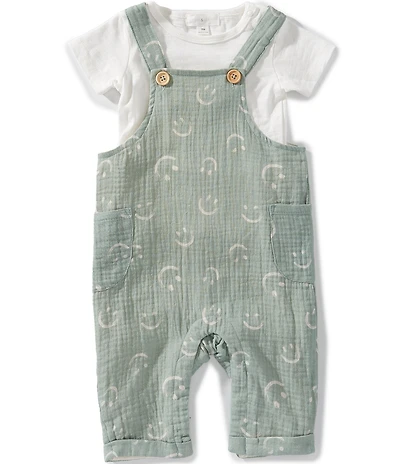 Scene&Heard Baby Boys Short Sleeve Smiley Gauzed Overall Set