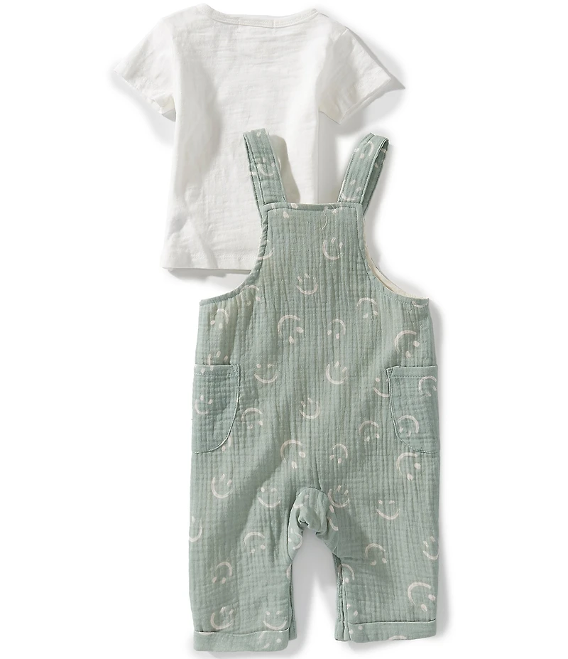 Scene&Heard Baby Boys Short Sleeve Smiley Gauzed Overall Set