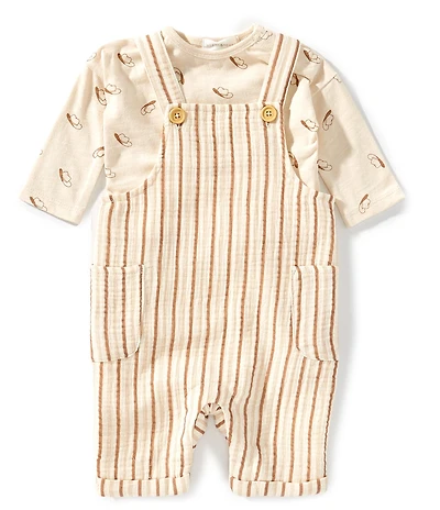 Scene&Heard Baby Boys Stripe Gauze Long Sleeve Cowboy Print Overall Set
