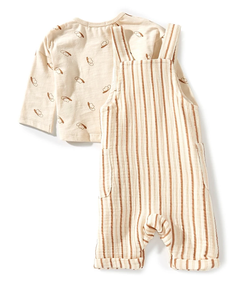 Scene&Heard Baby Boys Stripe Gauze Long Sleeve Cowboy Print Overall Set