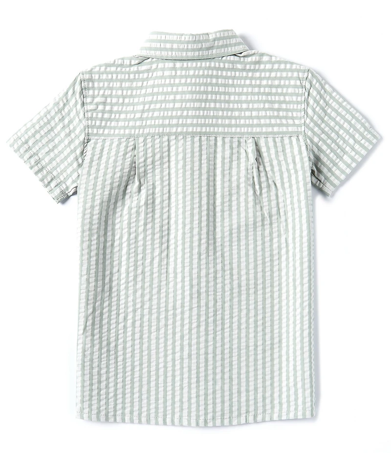 Scene&Heard Big Boys Short Sleeve Striped Seersucker Woven Button-Front Shirt