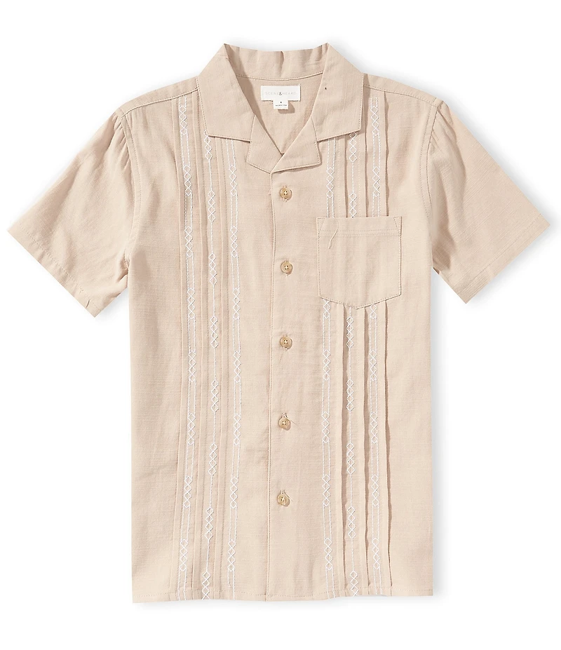 Scene&Heard Big Boys Pleated Button Front Camp Collar Shirt