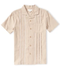 Scene&Heard Big Boys Pleated Button Front Camp Collar Shirt