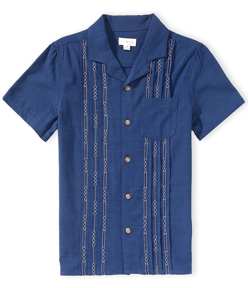 Scene&Heard Big Boys Pleated Button Front Camp Collar Shirt