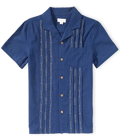 Scene&Heard Big Boys Pleated Button Front Camp Collar Shirt