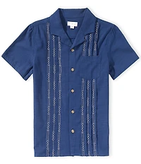 Scene&Heard Big Boys Pleated Button Front Camp Collar Shirt