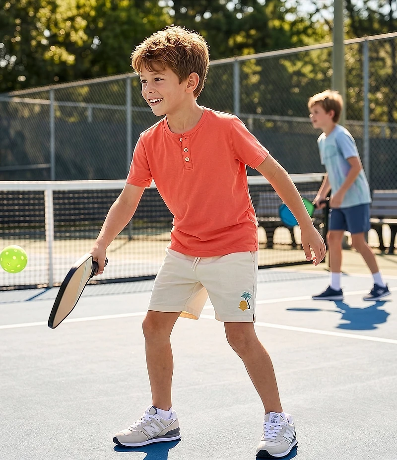 Scene&Heard Big Boys Linen Blend Tropical Embroidered Pull-On Shorts