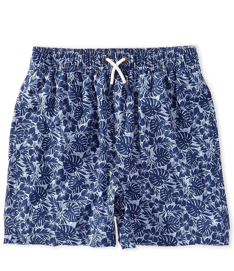 Scene&Heard Big Boys Palm Leaf Print Swim Trunks
