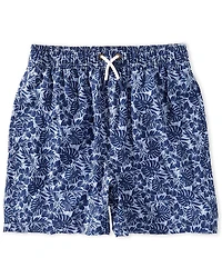 Scene&Heard Big Boys Palm Leaf Print Swim Trunks