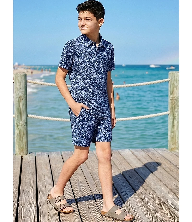 Scene&Heard Big Boys Palm Leaf Print Swim Trunks