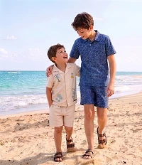 Scene&Heard Big Boys Palm Leaf Print Swim Trunks