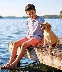 Scene&Heard Big Boys Americana Short Sleeve Washed Henley T-Shirt