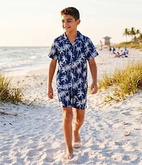 Scene&Heard Big Boys Tropical Print Button Front Short Sleeve Sportshirt