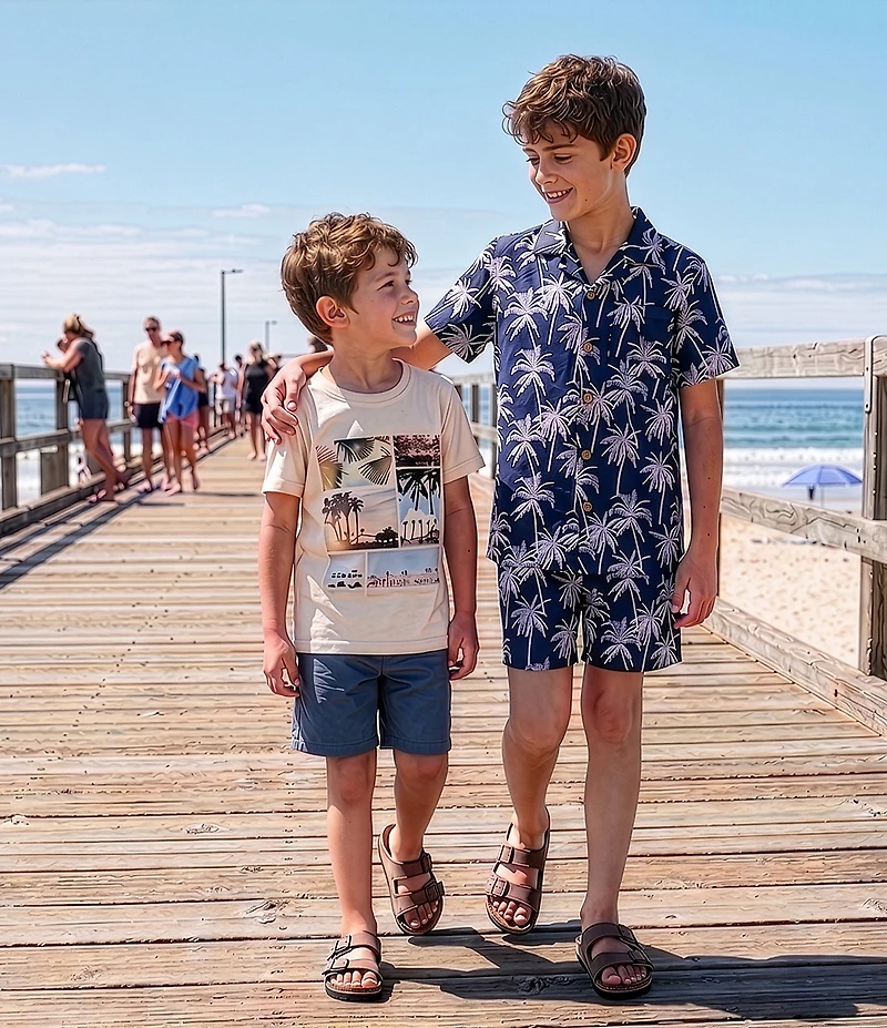 Scene&Heard Big Boys Tropical Print Button Front Short Sleeve Sportshirt