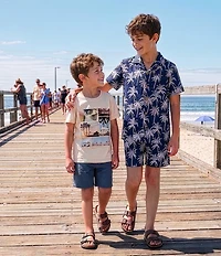 Scene&Heard Big Boys Tropical Print Button Front Short Sleeve Sportshirt
