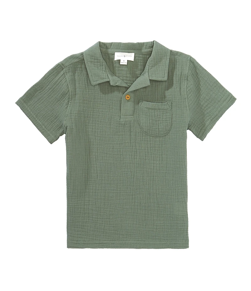 Scene&Heard Little Boys Gauze Knit Polo Top