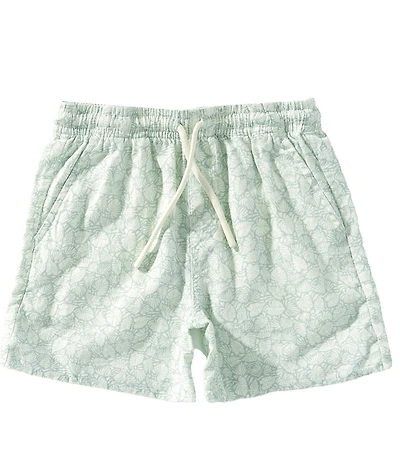 Scene&Heard Little Boys Linen Blend Leaf Print Pull On Shorts