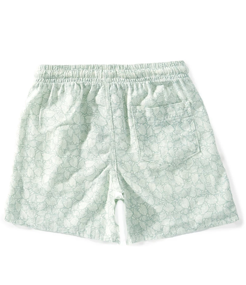 Scene&Heard Little Boys Linen Blend Leaf Print Pull On Shorts
