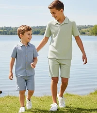 Scene&Heard Little Boys Stripe Camp Button Down Short Sleeve Shirt