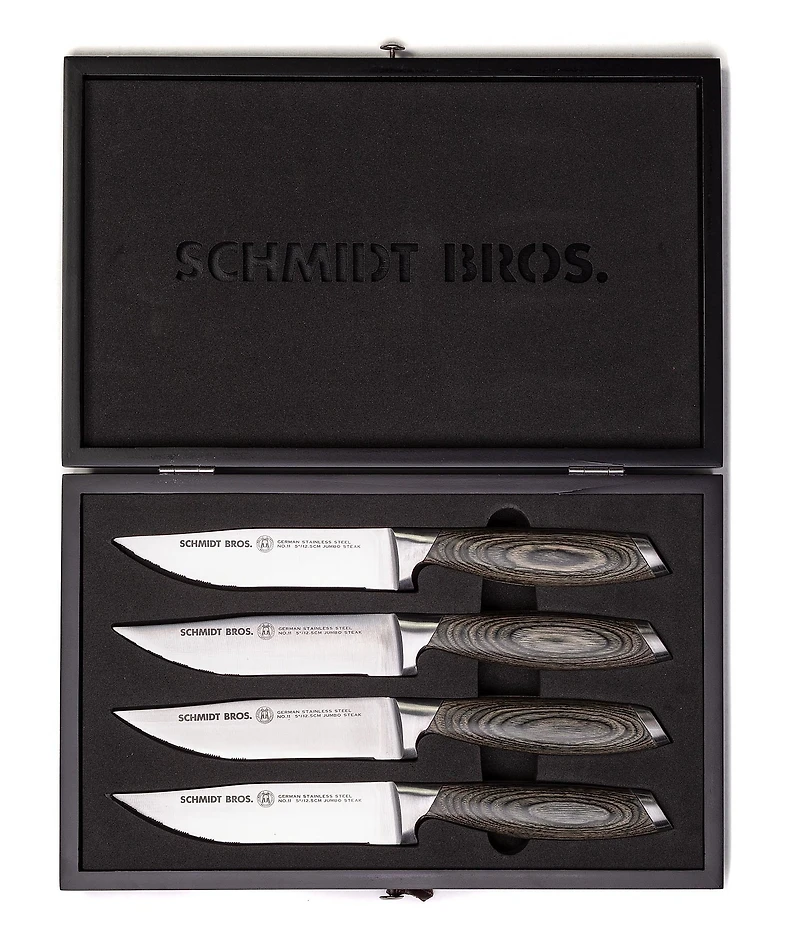 Schmidt Brothers Cutlery Bonded Ash 4-Piece Jumbo Steak Knife Set