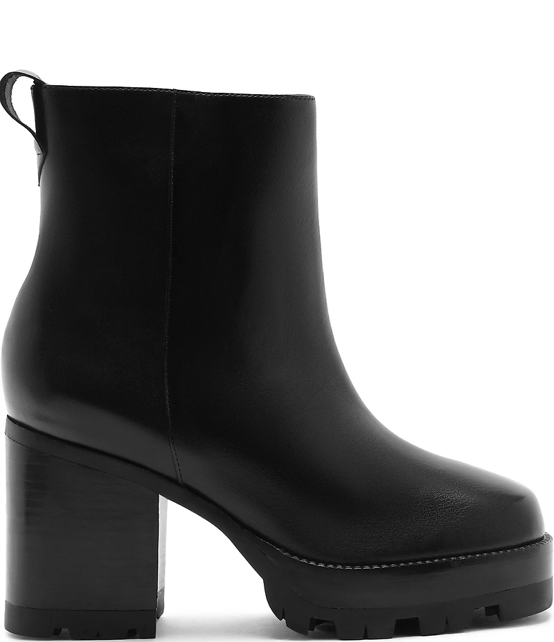 Schutz 240 Leather Platform Block Heel Lug Sole Booties
