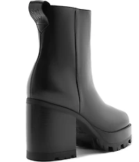Schutz 240 Leather Platform Block Heel Lug Sole Booties