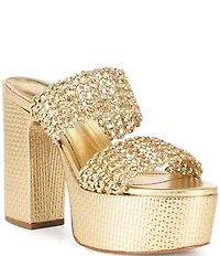 Schutz Aberdeen Metallic Slip On Platform Sandals