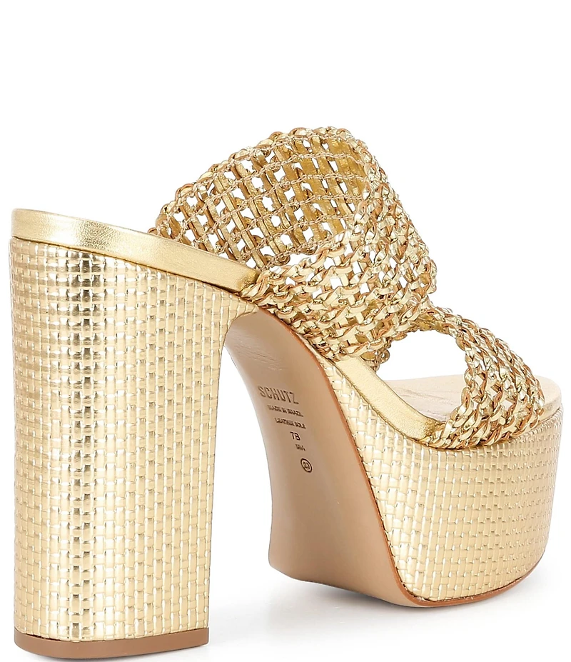 Schutz Aberdeen Metallic Slip On Platform Sandals