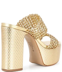 Schutz Aberdeen Metallic Slip On Platform Sandals