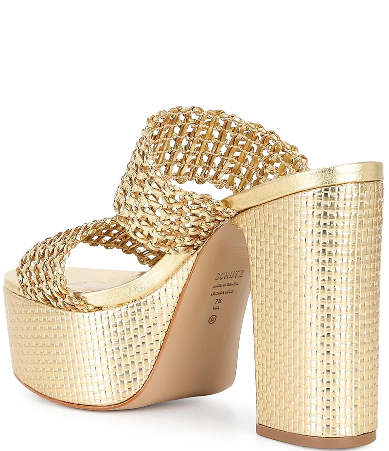 Schutz Aberdeen Metallic Slip On Platform Sandals