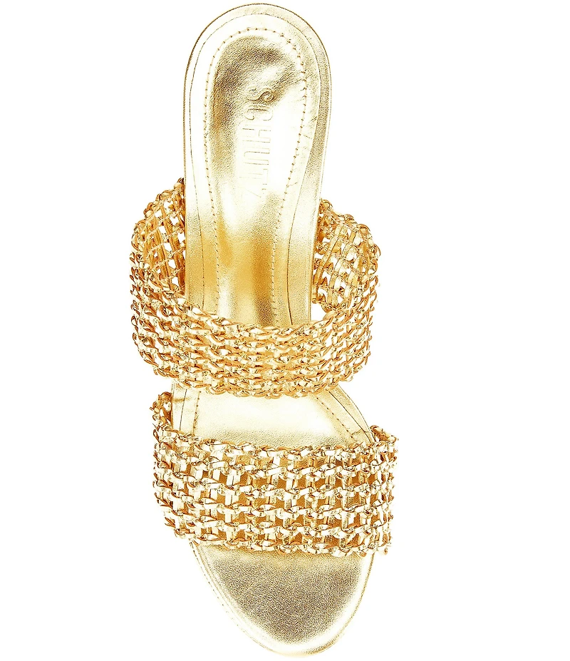 Schutz Aberdeen Metallic Slip On Platform Sandals