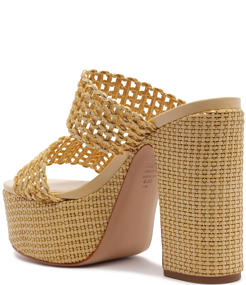 Schutz Aberdeen Woven Platform Block Heel Slide Sandals