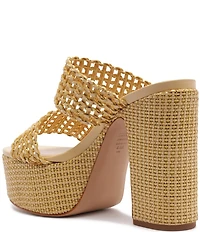 Schutz Aberdeen Woven Platform Block Heel Slide Sandals