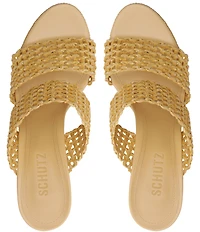 Schutz Aberdeen Woven Platform Block Heel Slide Sandals